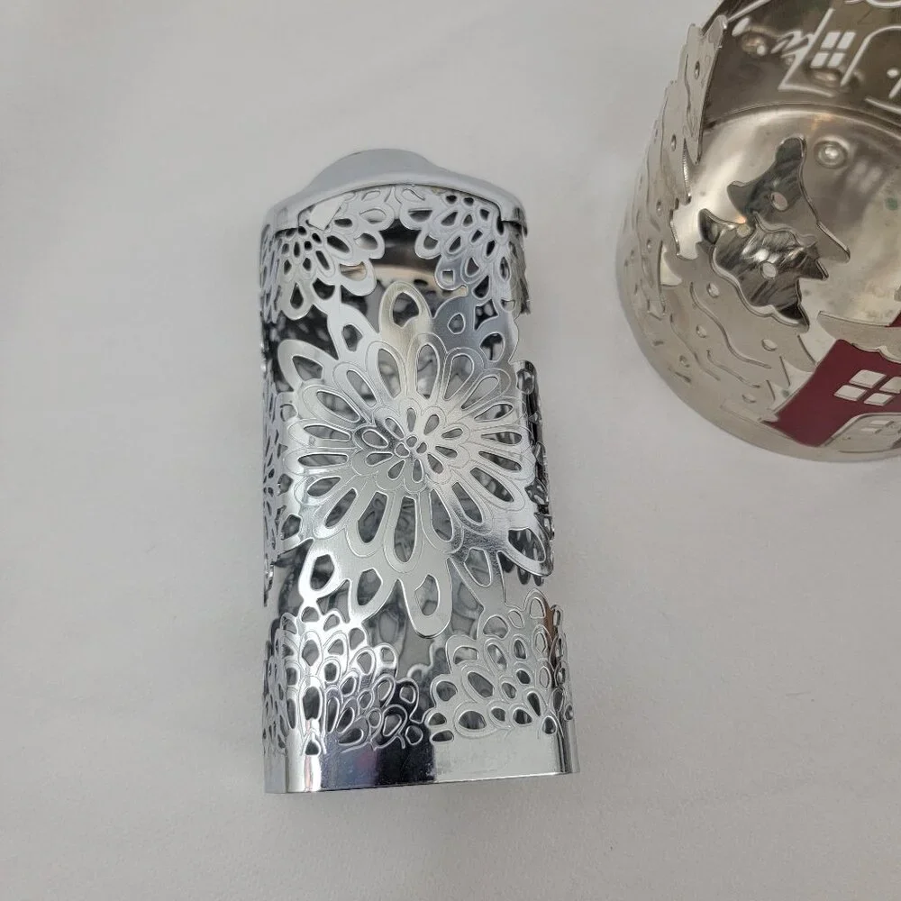 BATH & BODY WORKS 3 Wick Candle Holder Pedestal Soap Holder Silver Bronze 5 Pcs - Picture 7 of 15